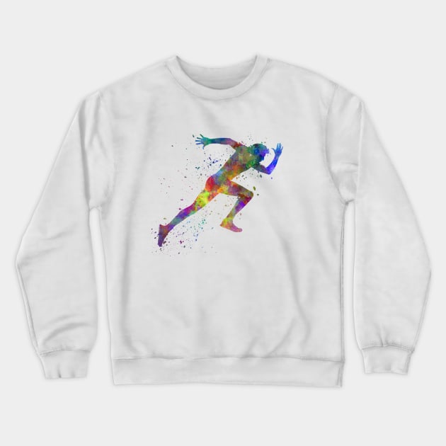 Man running sprinting jogging Crewneck Sweatshirt by PaulrommerArt